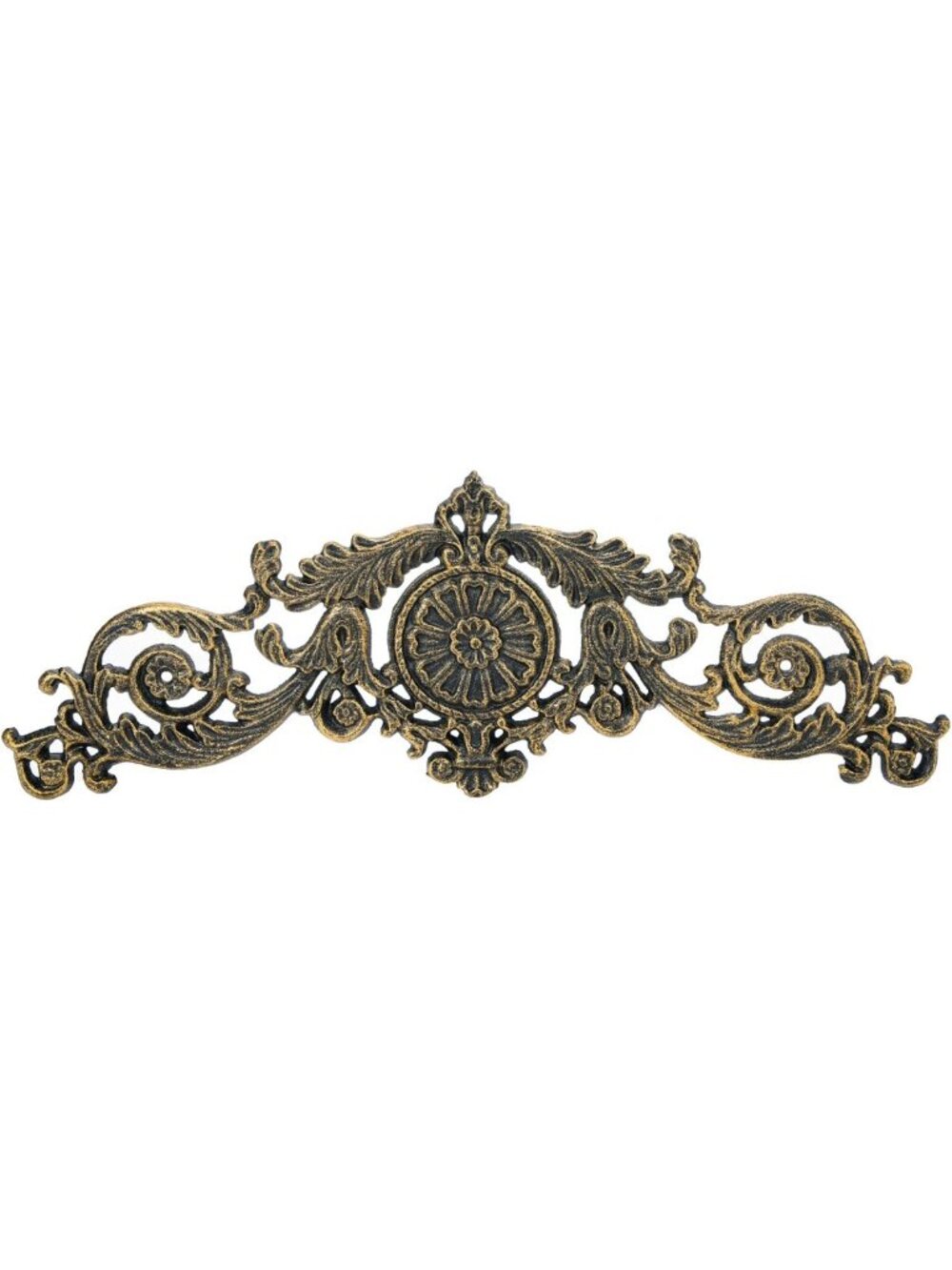 Rustic Gold Cast Iron Wall Decor - 17.5in Scroll & Floral Design Accent Piece